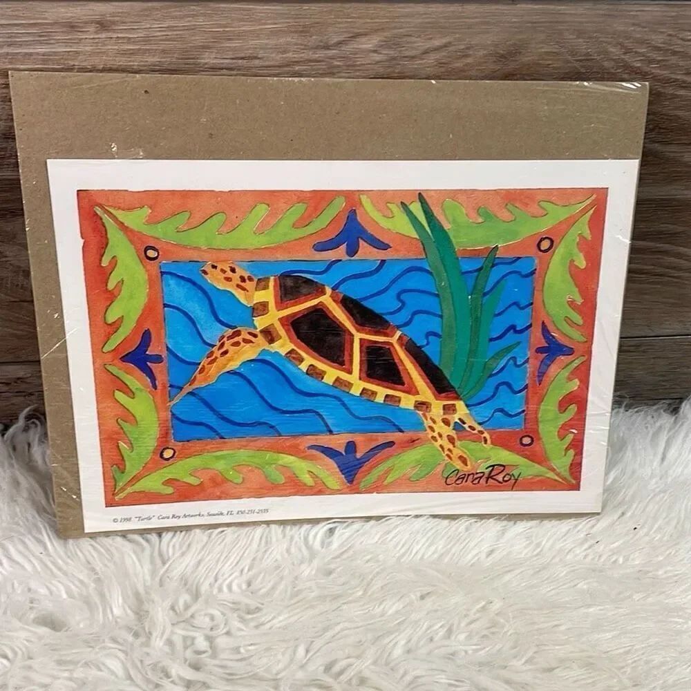 CARA ROY Artworks Watercolor Turtle Print 1998 7 x 10 Unframed
